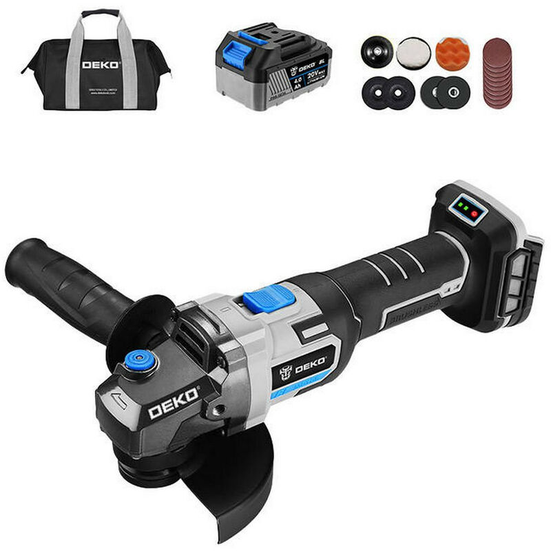 Pack meuleuse d'angle sans fil 125mm batterie, chargeur, sac et disques