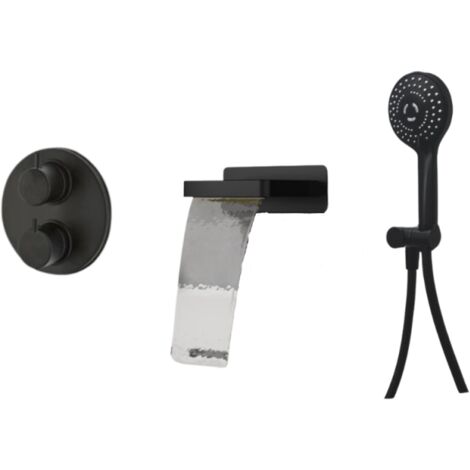Pack mezclador termostático para baño-ducha empotrable redondo PAINI Rubí Negro Mate