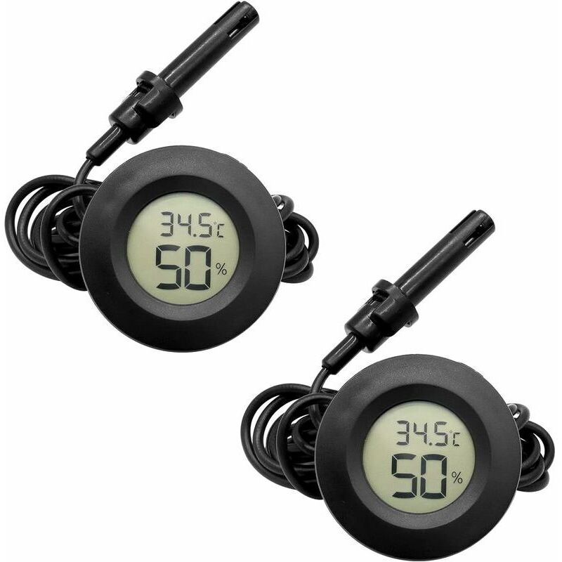 Pack Mini thermomètre numérique hygromètre hygromètre à affichage LCD avec sonde pour réservoir de cage de tortue de reptile d'aquarium (noir)