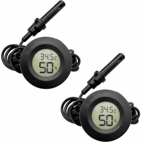 Pack Mini thermomètre numérique hygromètre hygromètre à affichage LCD avec sonde pour réservoir de cage de tortue de reptile d'aquarium (noir)