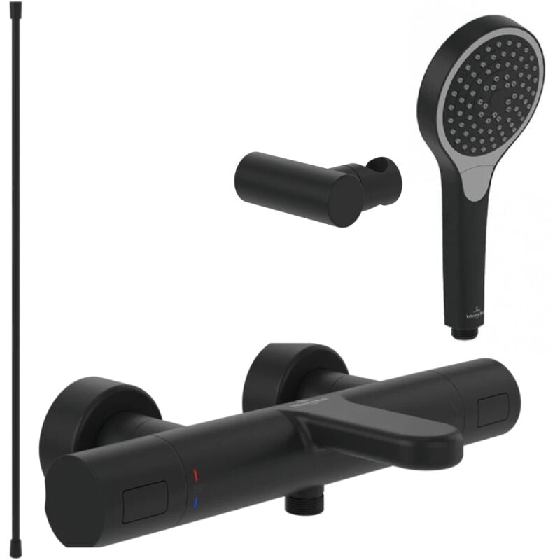 Villeroy&boch - Pack mitigeur baignoire thermostatique villeroy et boch Universal Taps & Fittings rond Noir mat avec ensemble