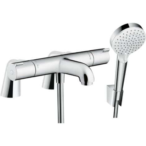 Pack mitigeur bain douche HANSGROHE Ecostat 1001 + douchette à main HANSGROHE Crometta avec colonnettes