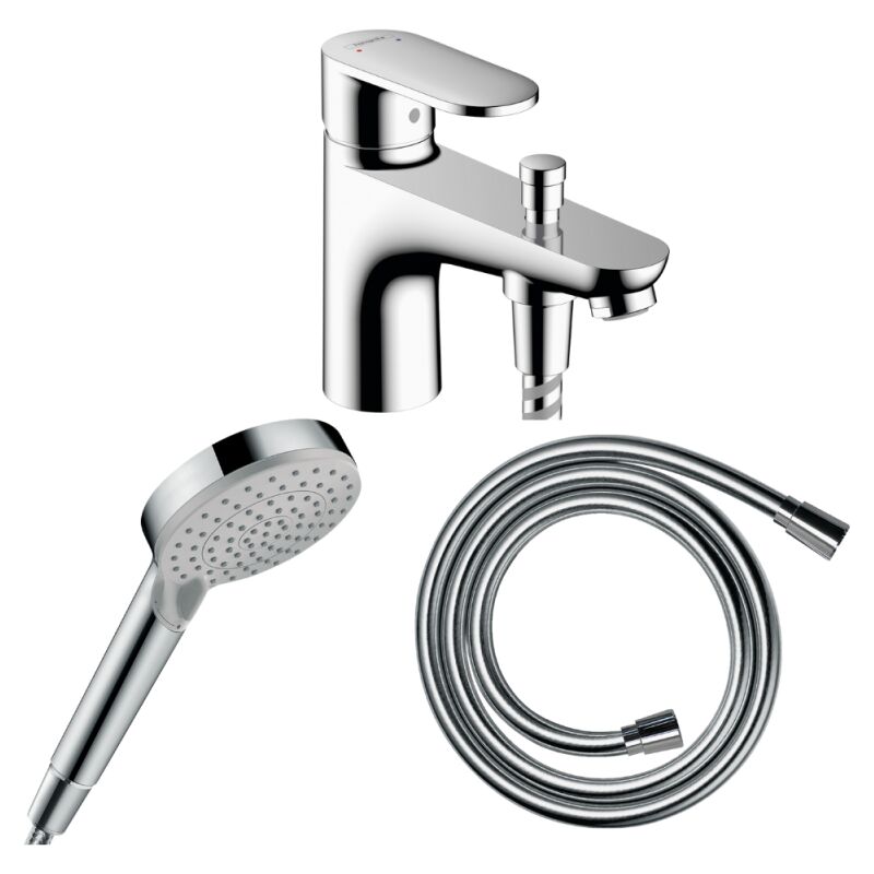 Pack mitigeur bain douche monotrou Hansgrohe Vernis Blend + Flexible Isiflex + Pommeau Hansgrohe Vernis Blend 100 Vario chromé