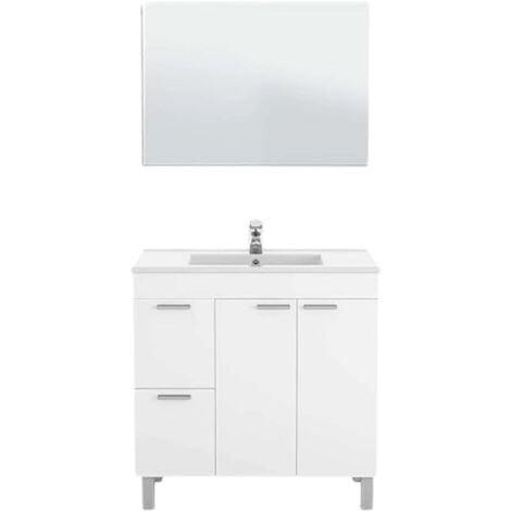MIROYTENGO Mueble de baño con lavamanos + Columna Blanco Brillo