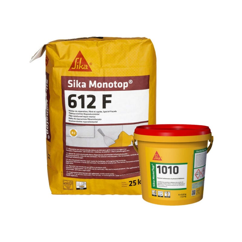 Pack Mortier et Réparation Sika Sika MonoTop 1010 3,2kg Sika Monotop 612F 25kg