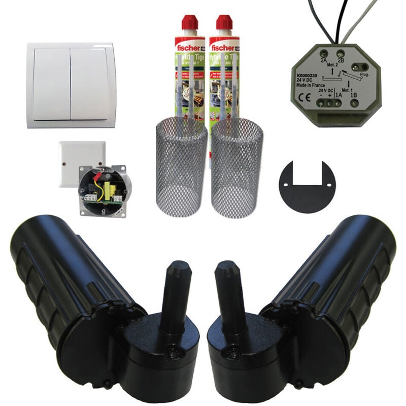 Motorisation pour volet 2 battants slid'up uranus filaire - gond ø 14 mm - kit scellement - alimentation à encastrer