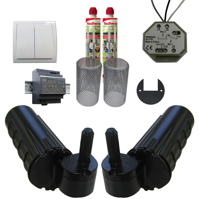 Motorisation pour volet 2 battants slid'up uranus filaire - gond ø 14 mm - kit scellement - alimentation à découpage