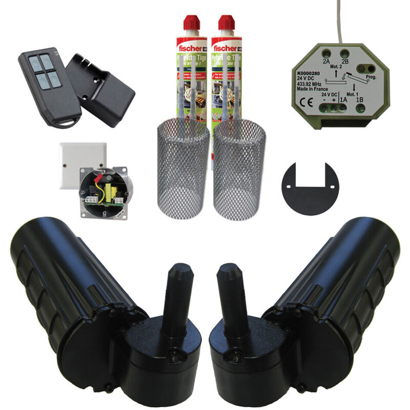 Motorisation pour volet 2 battants slid'up uranus radio - gond ø 14 mm - kit scellement - alimentation à encastrer