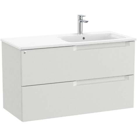 Pack mueble base de 2 cajones + lavabo ALEYDA - ROCA Color: Gris piedra - Medidas: 1005x460x565 mm - Posición del lavabo: Derecha