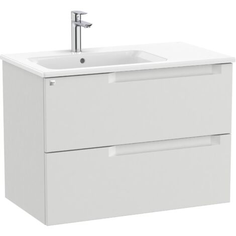 Pack mueble base de 2 cajones + lavabo ALEYDA - ROCA Color: Gris piedra - Medidas: 805x460x565 mm - Posición del lavabo: Izquierda