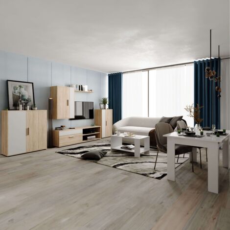 Pack Muebles de Salón Completo Last Color Blanco y Roble Sonoma