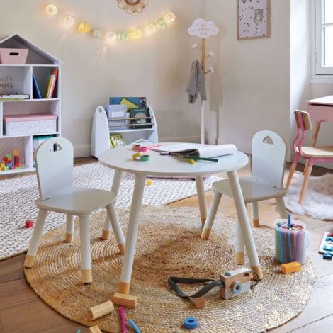 Pack Muebles Dormitorio Infantil Douceur Mesa con Sillas y Perchero Color Blanco