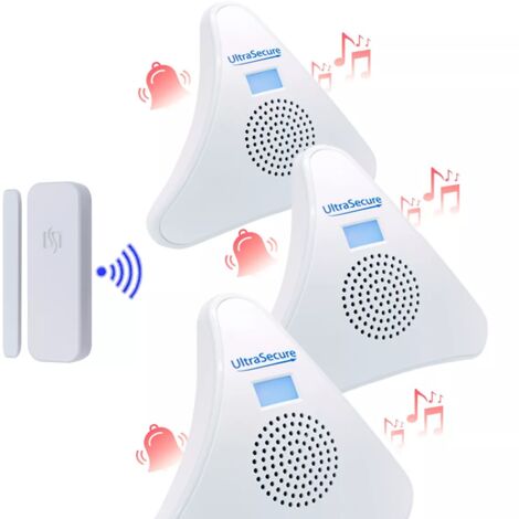 Pack multi-alerte d'ouverture sans-fil 300m - Détecteur autonome + 3 carillons ON/OFF 35 mélodies (DA600+)