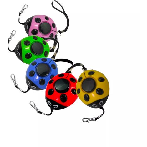 Pack multicolore 5 alarmes personnelles sac à main défense 130 dB imitation cri humain aigu alerte détresse coccinelle