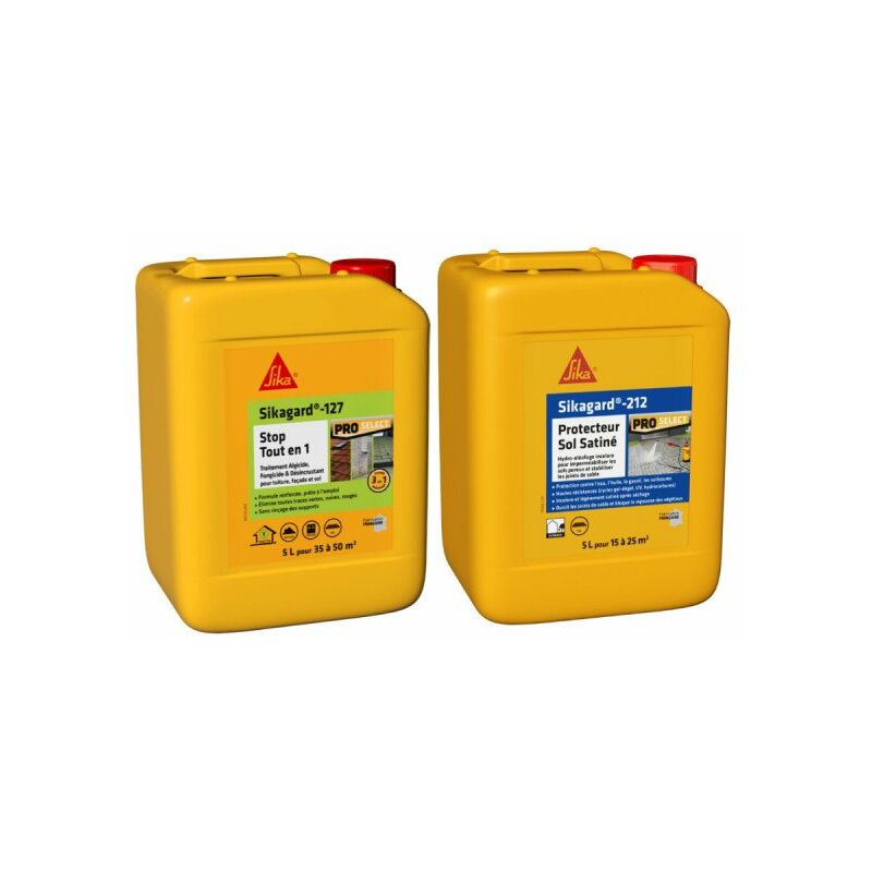 Pack Nettoyage et Protection Sol SIKA - Sikagard-127 Stop Tout en 1 5L - Sikagard-212 Protecteur Sol Satine 5L