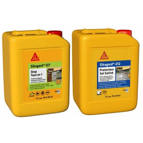 Pack Nettoyage et Protection Sol SIKA - Sikagard-127 Stop Tout en 1 5L - Sikagard-212 Protecteur Sol Satine 5L - Incolore