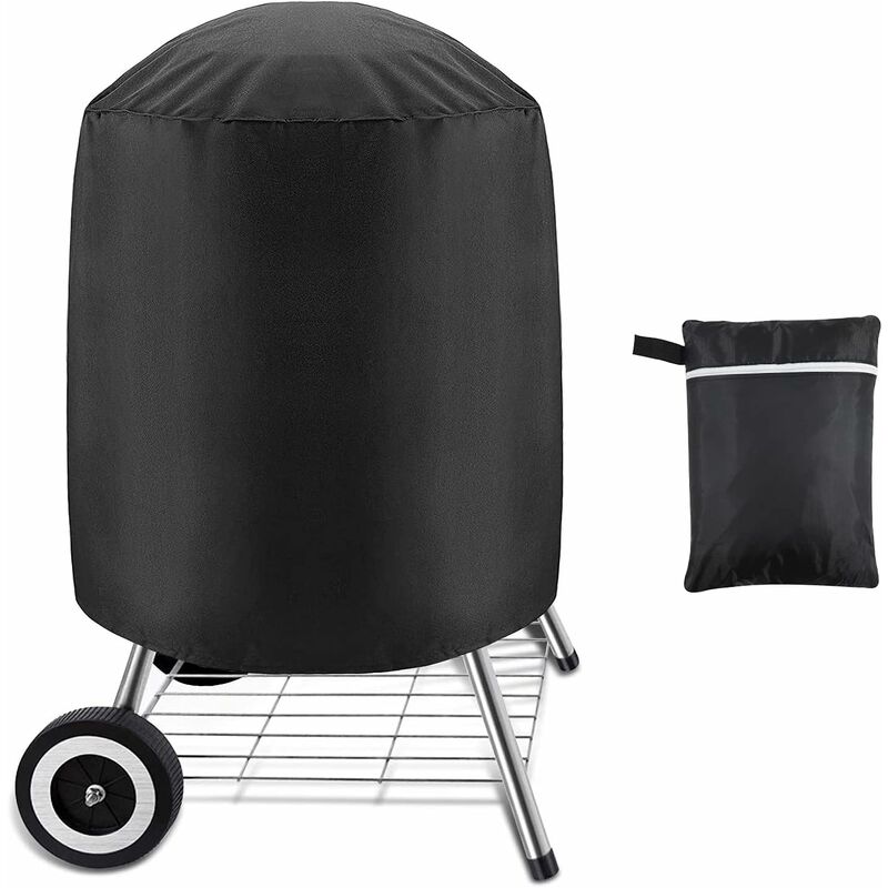 Pack of 1, Charcoal Grill Cover, Waterproof Cover for Outdoor Grill, Round Grill, Black, (62 x 105 cm)