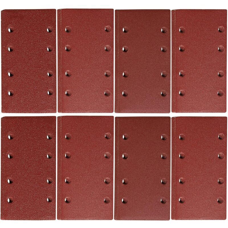 Pack of 10 abrasive sheets 93 x 185 mm - Square self-adhesive sandpaper with 8 holes - 800 assorted grits - for polishing and rust removal