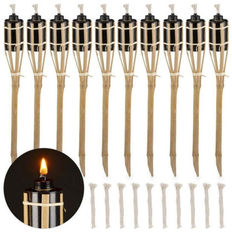 Pack of 10 bamboo garden torches