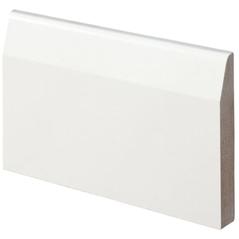 PACK OF 10 - Chamfered Fully Finished Satin White Skirting - 18mm x 144mm - 4.2m Length