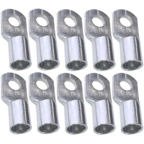 Pack of 10 crimp terminals with tubular eyelet – eyelet – Ø 8 mm – non-insulated – for conductor cross-section 50 mm² – cable connectors – clamping – silver colour