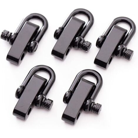 Pack of 10 D-shaped paracord clasps for outdoor survival bracelets - Black