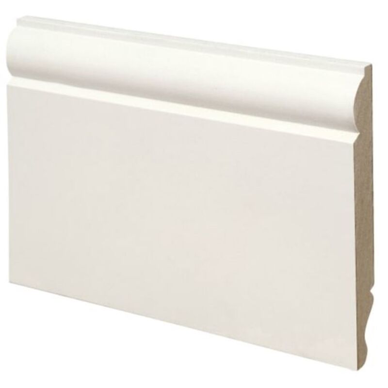 PACK OF 10 - Dual Purpose Torus & Ogee White MDF Skirting- 18mm x 119mm - 4.2m Length