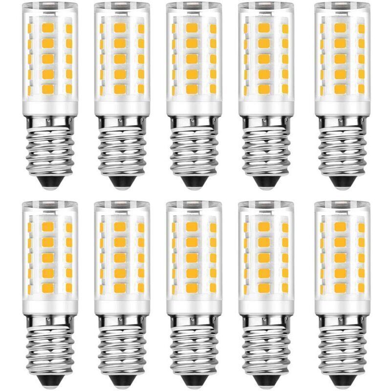Pack of 10 E14 LED Bulbs - Warm White 3000K - 5W Equivalent to 50W Incandescent Bulb - 500LM Non-Dimmable.