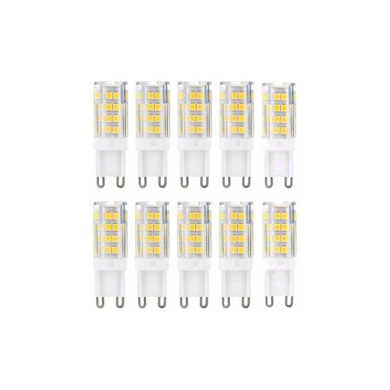 GABRIELLE Pack of 10 G9 LED bulbs, warm white 3000K, 5W, equivalent to 40W, 420 lumens, non-dimmable halogen bulbs.