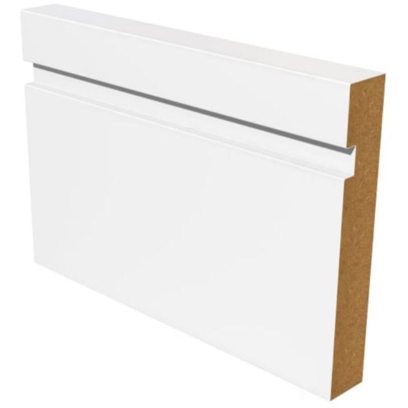 PACK OF 10 - Grooved Square Edge White MDF Skirting - 18mm x 119mm - 4.2m Length