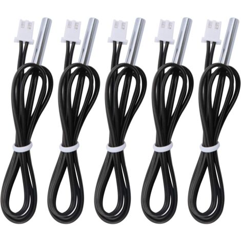 Pack of 10 K B3950 Temperature Sensor, -25 to 125 Degrees Celsius Temperature Sensor, 0.5 Meter 1.64 Feet Sensitive NTC Temperature Sensor Probe Made of Stainless Steel