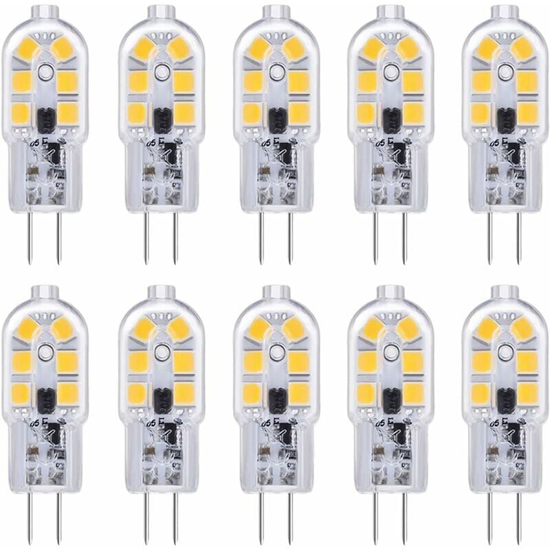 Aiperq - Pack of 10 led bulbs G4 12 v 2 w Cool white 6000 k 200 lm Kitchen cover for motorhome Non-dimmable