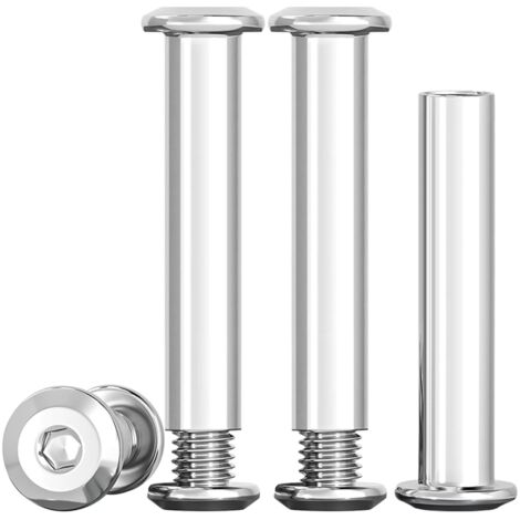 Pack of 10 M6 x 35 mm connecting screws - A2 V2A stainless steel socket head cap screws - M6 cabinet connectors - For furniture, cabinets, wooden panels (10 furniture screws, 10 socket head cap nuts)