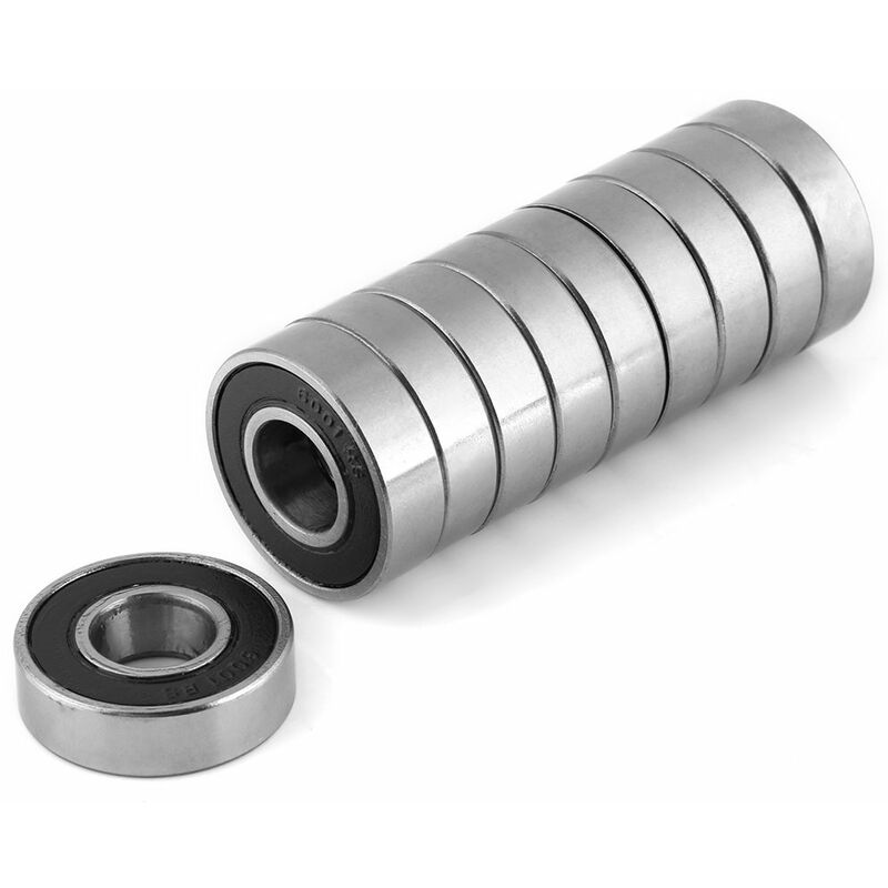 Pack of 10 Multi-Purpose Ball Bearings with Rubber Seal, Deep Groove 6001-2RS (12 x 28 x 8 mm)