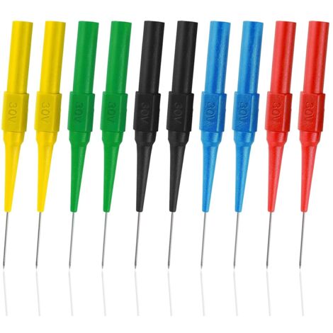 Pack of 10 Multimeter Test Probes - 0.7 mm Test Probe - Insulation - Needle - Banana Plug - Removable Probe - For Professional Measurement