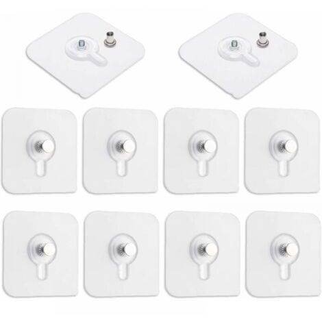 Pack of 10 No-Drill Picture Hanging Adhesive Strips, Transparent Adhesive Frame Hangers for Hanging Photo Frames, Mirrors, Wall Art, Decorative Lights, No Holes