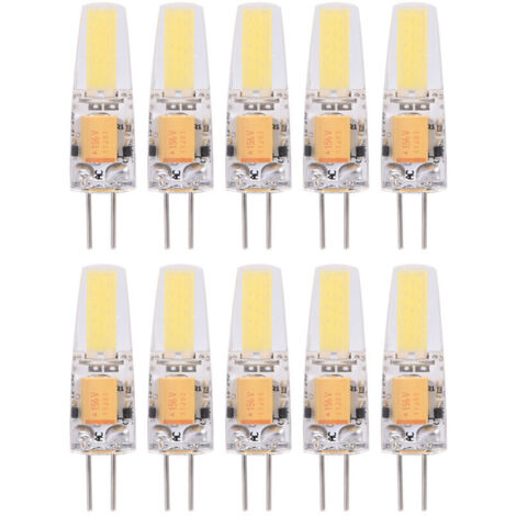 Pack of 10 non-dimmable AC/DC12-24V G4 COB LED bulbs in silicone (warm white)