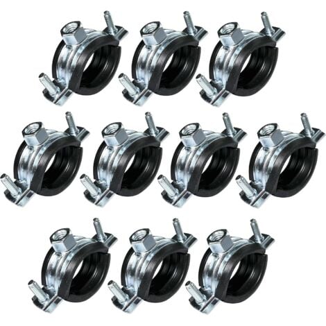 Pack of 10 soundproof collars - fixing bracket with seal - for pipe Ø 1'' 32-36mm - in galvanized steel - to screw М8/М10