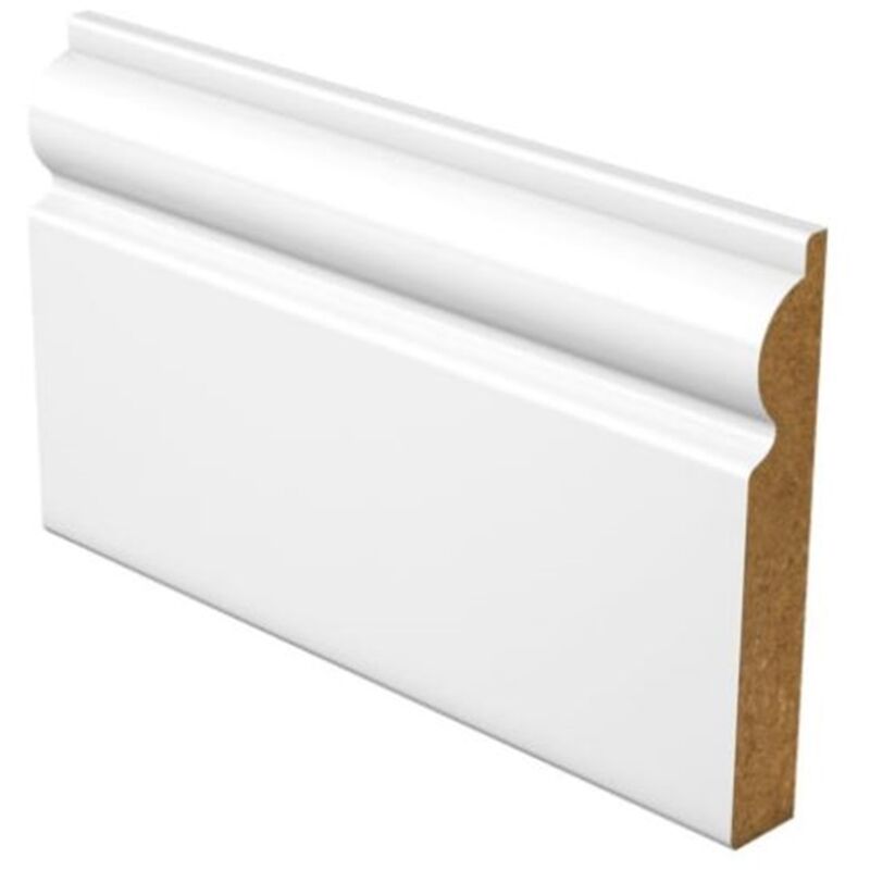 PACK OF 10 - Torus Fully Finished Satin White Skirting - 18mm x 119mm - 4.2m Length