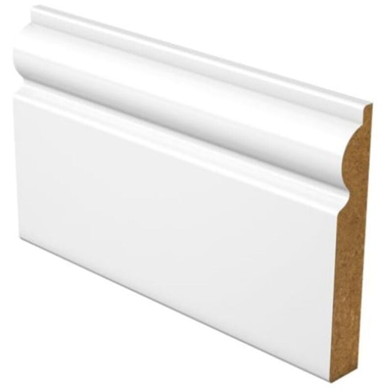 PACK OF 10 - Torus Fully Finished Satin White Skirting - 18mm x 144mm - 4.2m Length