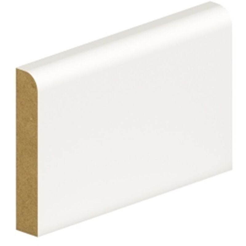 Pack of 10 (Total 10 Units) - 14.5mm Thick Primed mdf Bullnose 10mm Skirting Board - 14.5mm (t) x 94mm (w) x 4200mm (l)