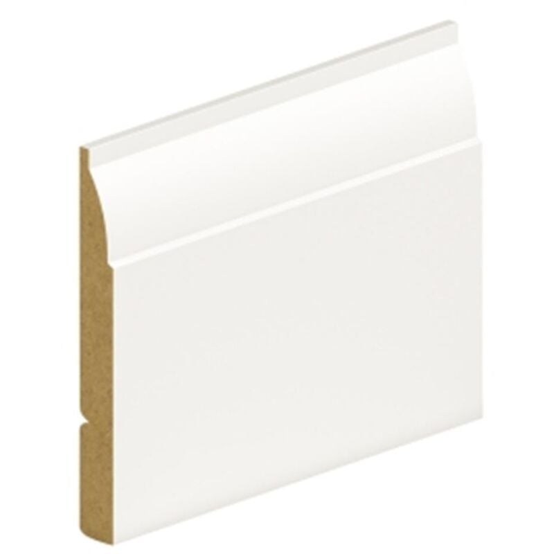 Pack of 10 (Total 10 Units) - 14.5mm Thick Primed mdf Dual Purpose v Groove & Ovolo Skirting Board - 14.5mm (t) x 119mm (w) x 4200mm (l)