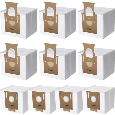 Pack of 10 vacuum cleaner bags compatible with Ecovacs Deebot N8+, N8 Pro+, Ozmo T8, T8 AIVI, T8+, T8 AIVI+, T8 MAX, T9+, DX93, DDX96 and Yeedi Vac Station models.
