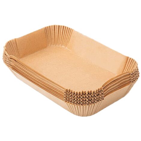 Pack of 100 AirFryer Baking Trays, Disposable, 22x14x4.5 cm, Brown