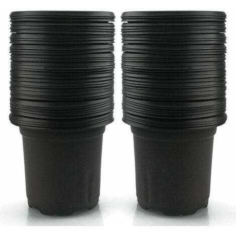 Pack of 100 Black Plastic Flower Pots 10 cm