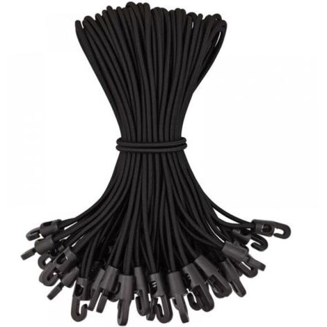 Pack of 100 elastic bungee cords with hooks, high-quality rubber bungee cords with hooks for pool covers