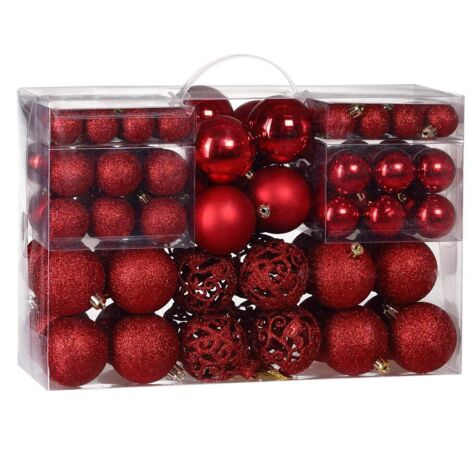 Pack of 100 Sturdy Plastic Christmas Balls Indoor Outdoor Christmas Decoration Red Tree Decoration