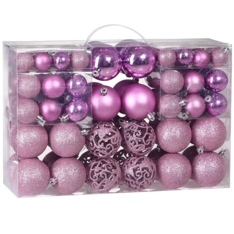 Pack of 100 Sturdy Plastic Christmas Balls Indoor Outdoor Christmas Decoration Tree Decoration Pink