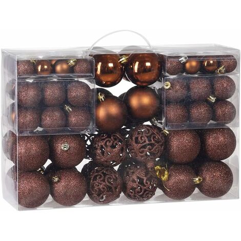 Pack of 100 Sturdy Plastic Christmas Baubles Indoor Outdoor Christmas Decoration Brown Tree Decoration