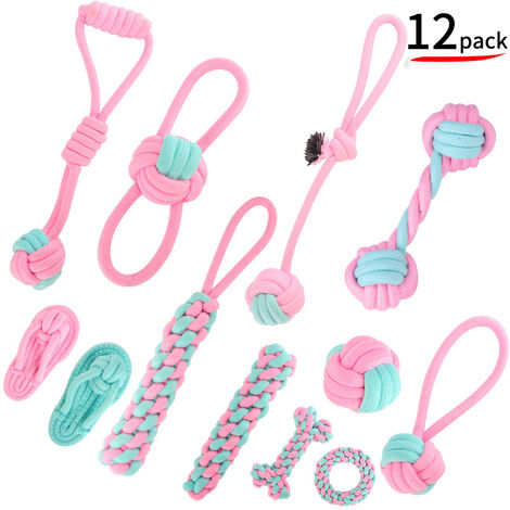 main image of "Pack of 12 100% Natural Cotton Rope Chew Toys for Small and Medium Dogs"